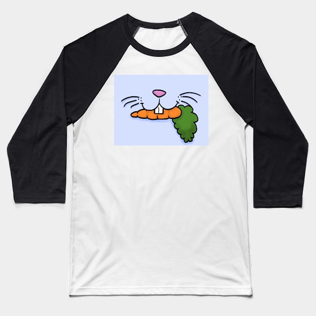 Bunny Mouth With Carrot Face Mask (Blue) Baseball T-Shirt by dogbone42